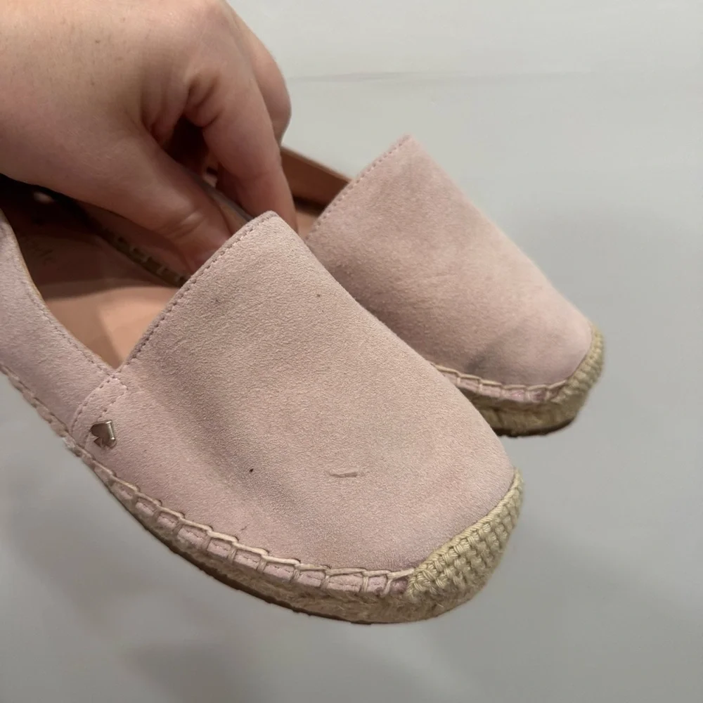 Kate Spade Grayson Espadrille Flats Pink Suede Tie-Back Size 6